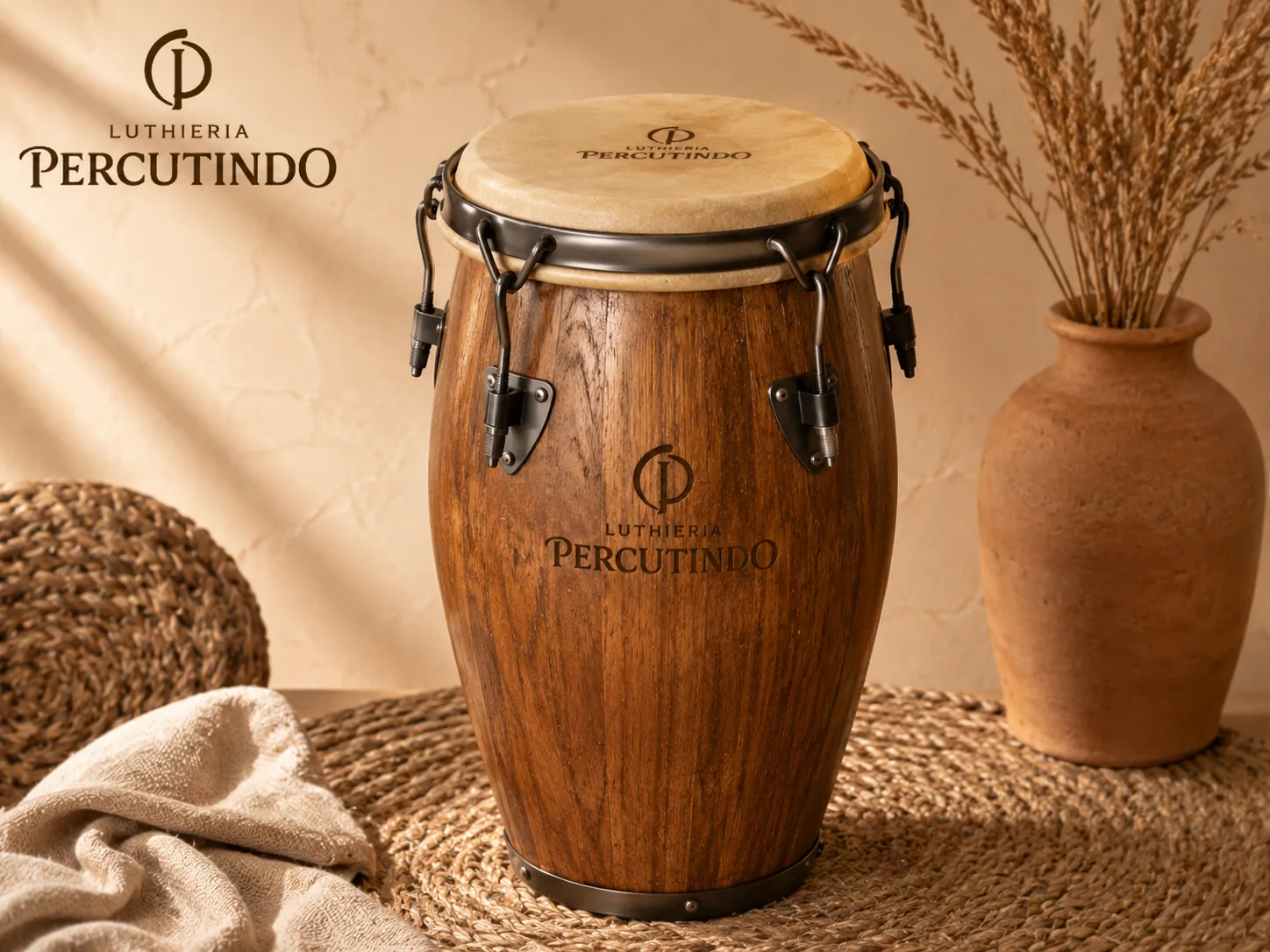 conga artesanal em cenário rústico
