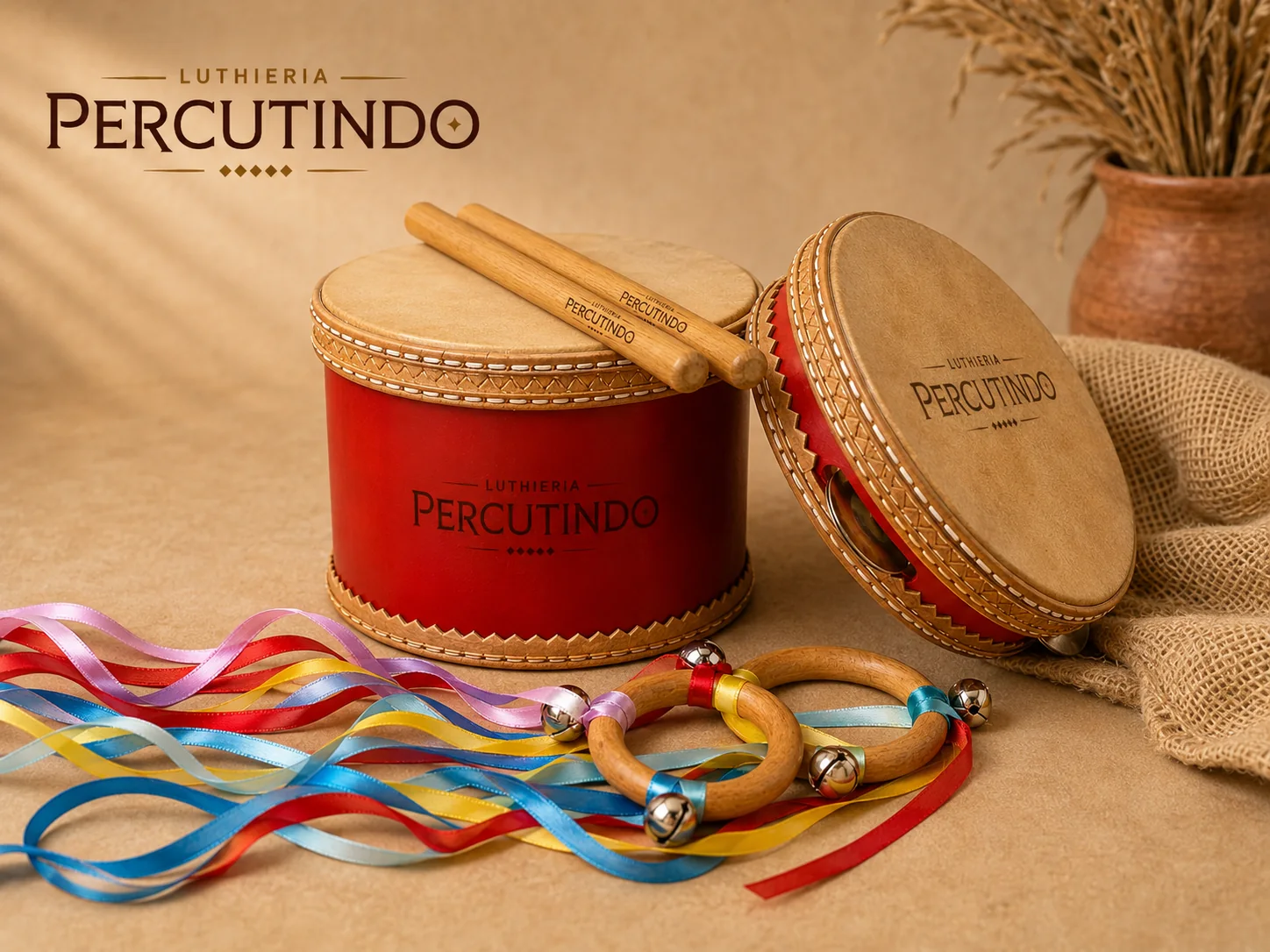 estúdio rústico de percussão artesanal