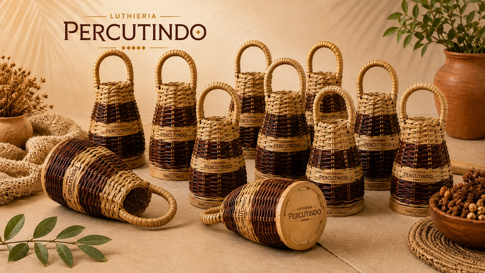 luthieria percutindo instrumentos artesanais em v