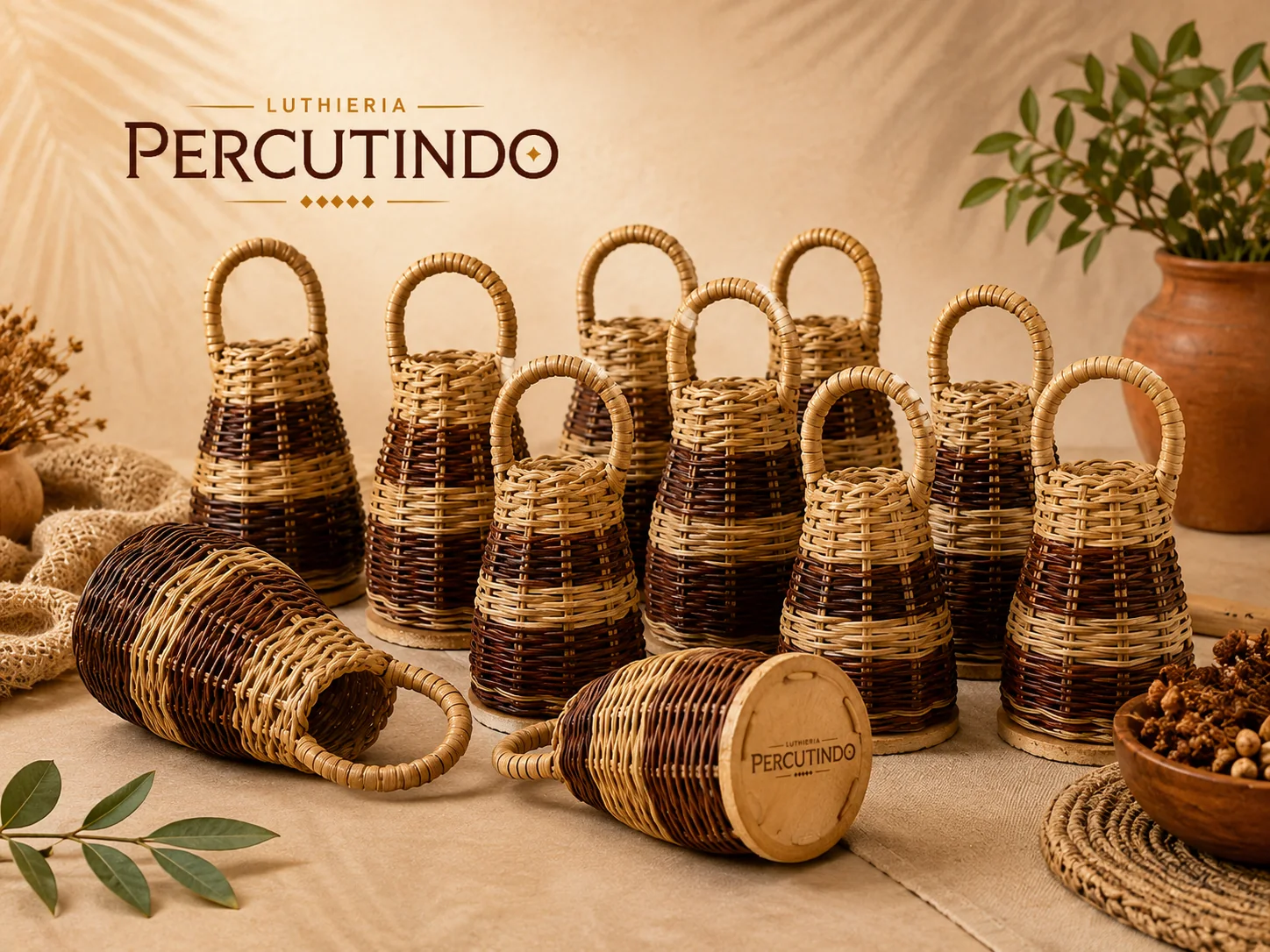 percussão artesanal e atmosfera natural