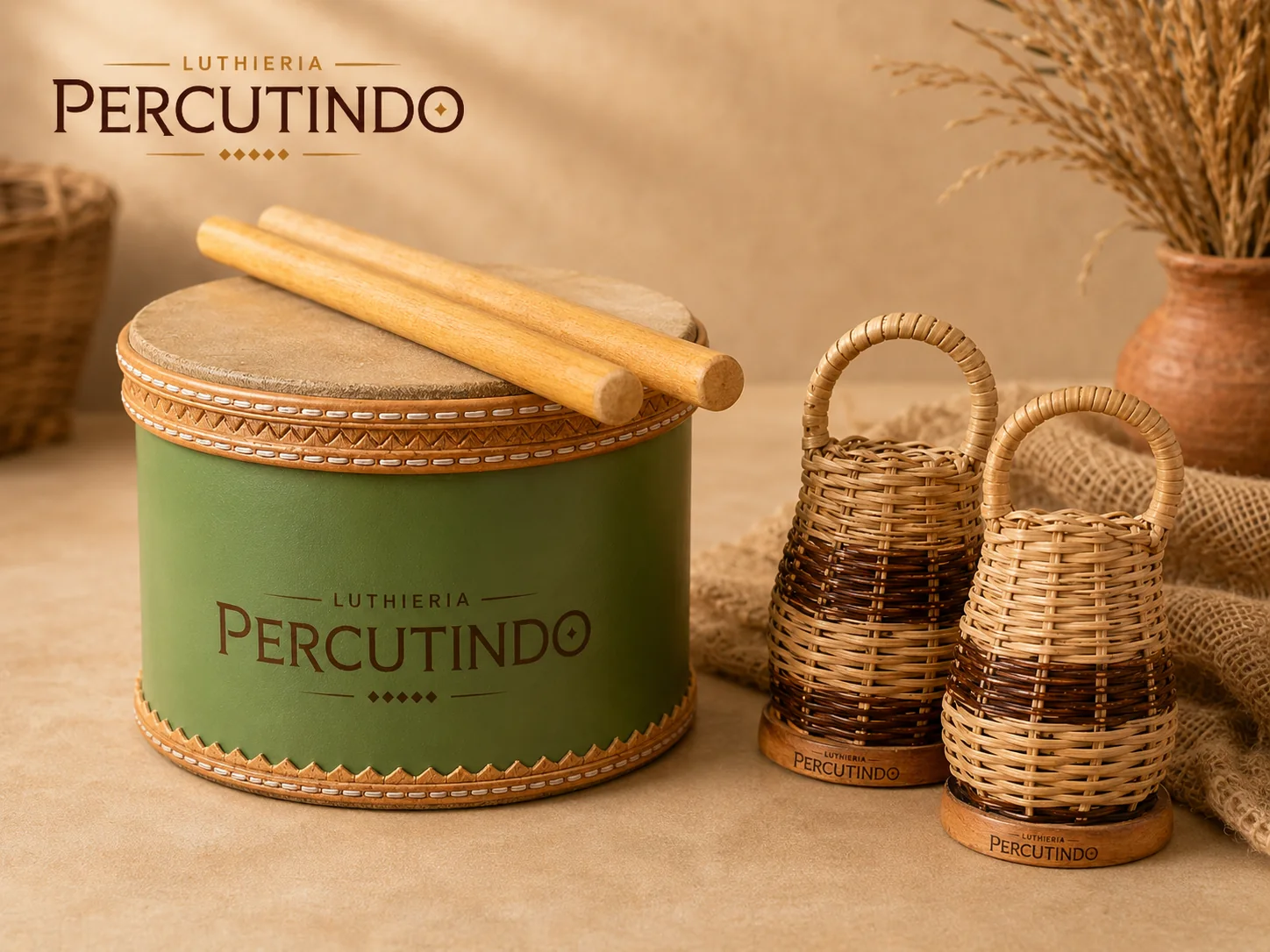 percussão artesanal e elegância rústica