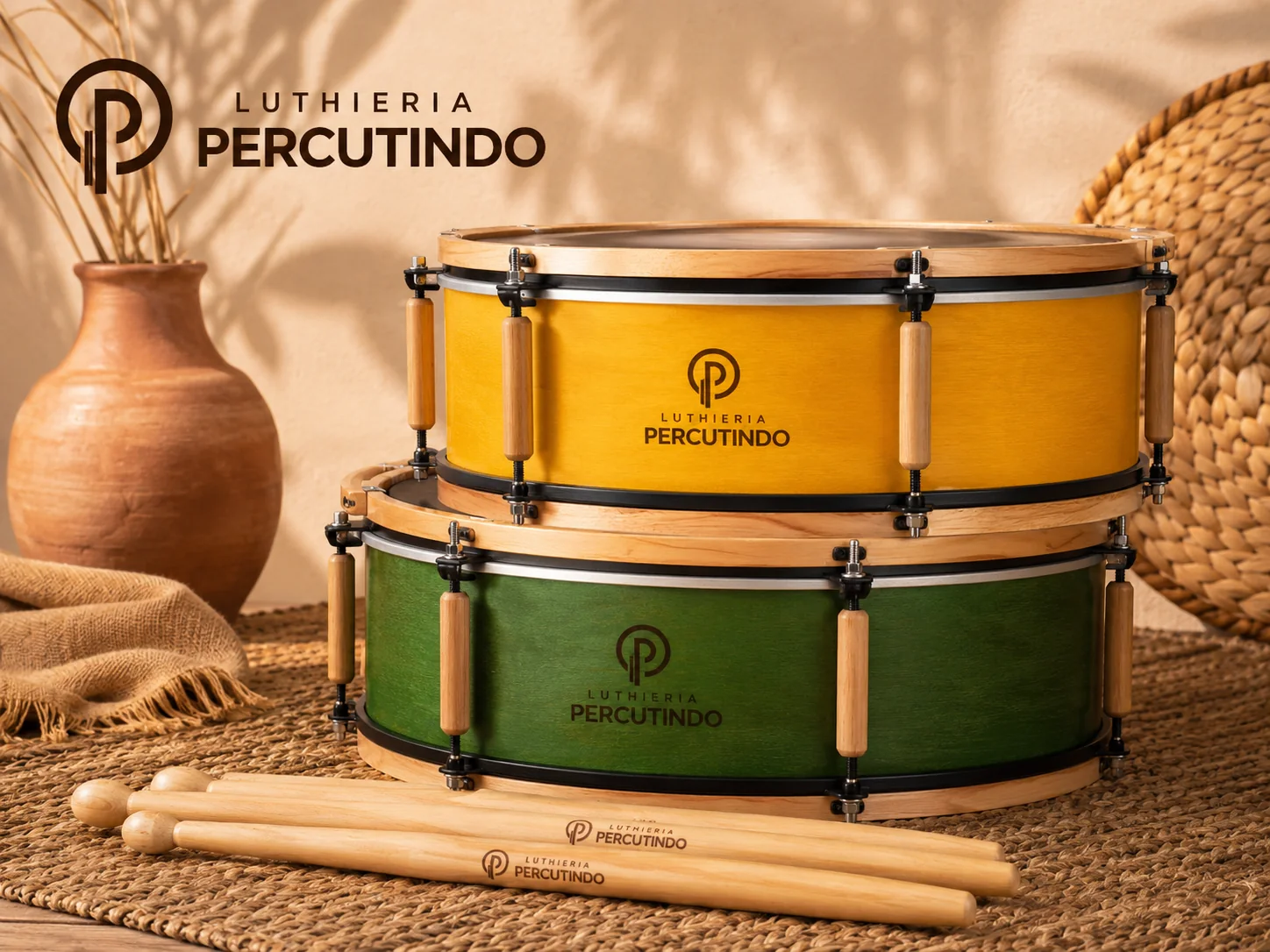 percussão artesanal em ambiente acolhedor