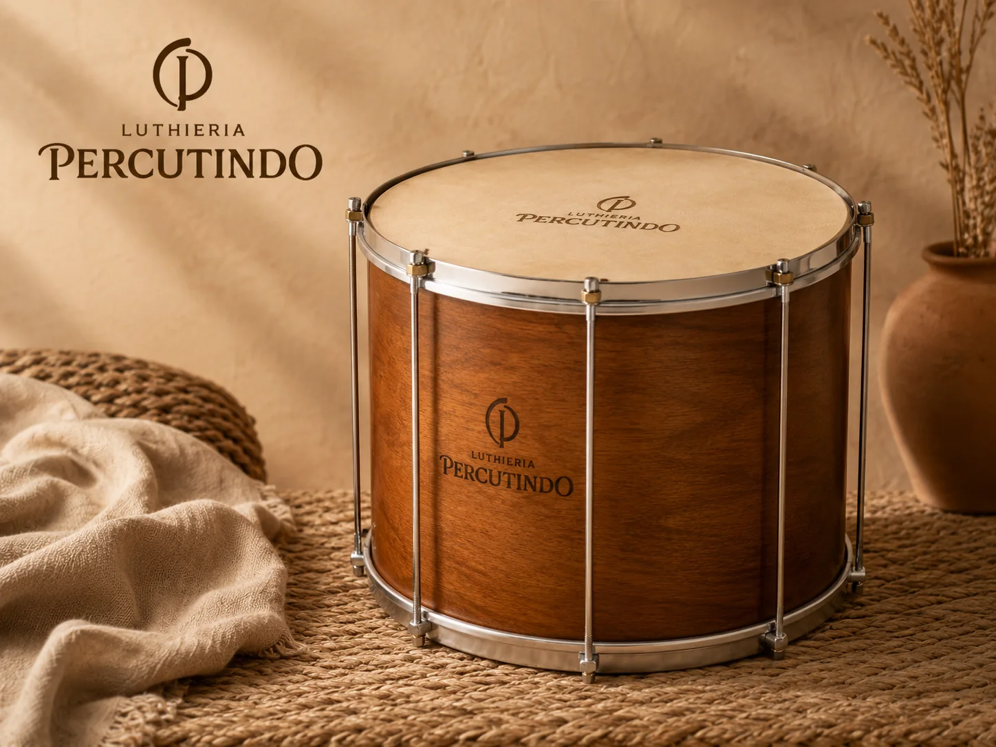 surdo artesanal com empenho rústico